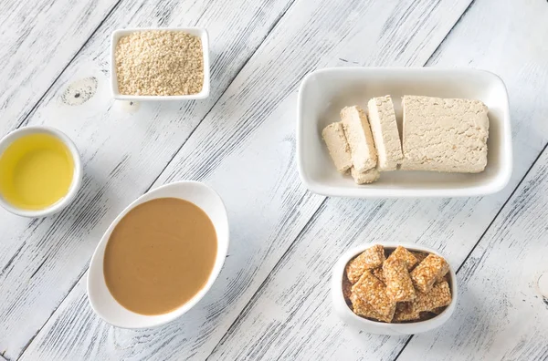 Assortment Sesame Seed Food — Stock Photo, Image