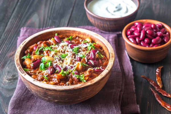 Cuenco Chili Con Carne —  Fotos de Stock