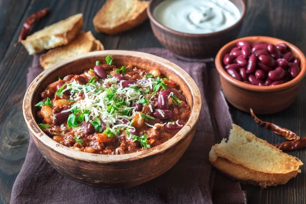 Schüssel Chili Con Carne — Stockfoto