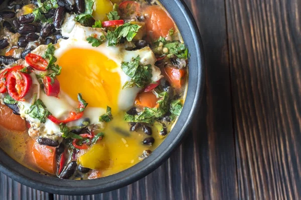 Суп Чорної Квасолі Яйце — стокове фото