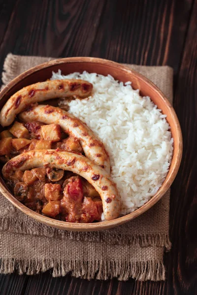 Thai Rotes Curry Mit Würstchen — Stockfoto