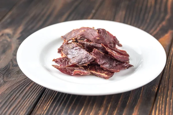 Carne Seca Plato Blanco —  Fotos de Stock