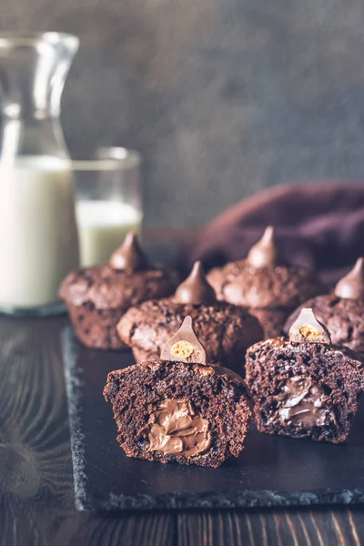 Chokladmuffins Svarta Stenskivan — Stockfoto