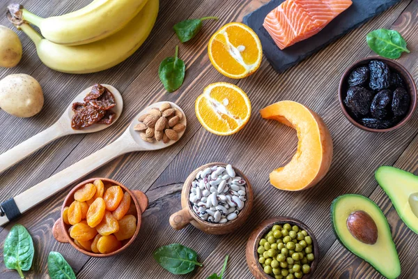 Alimentos que são ricos em potássio — Fotografia de Stock