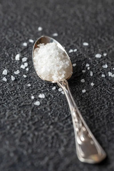Spoon of sea salt — Stock Photo, Image