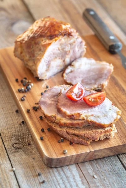 Sandwich with porchetta - Italian roasted pork — Stock Photo, Image