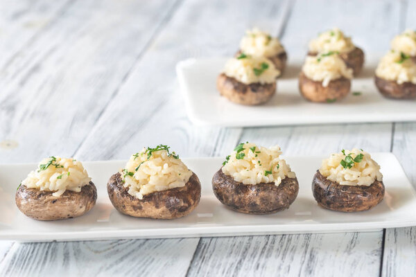 Risotto stuffed mushrooms