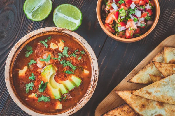 Bowl of spicy Mexican soup