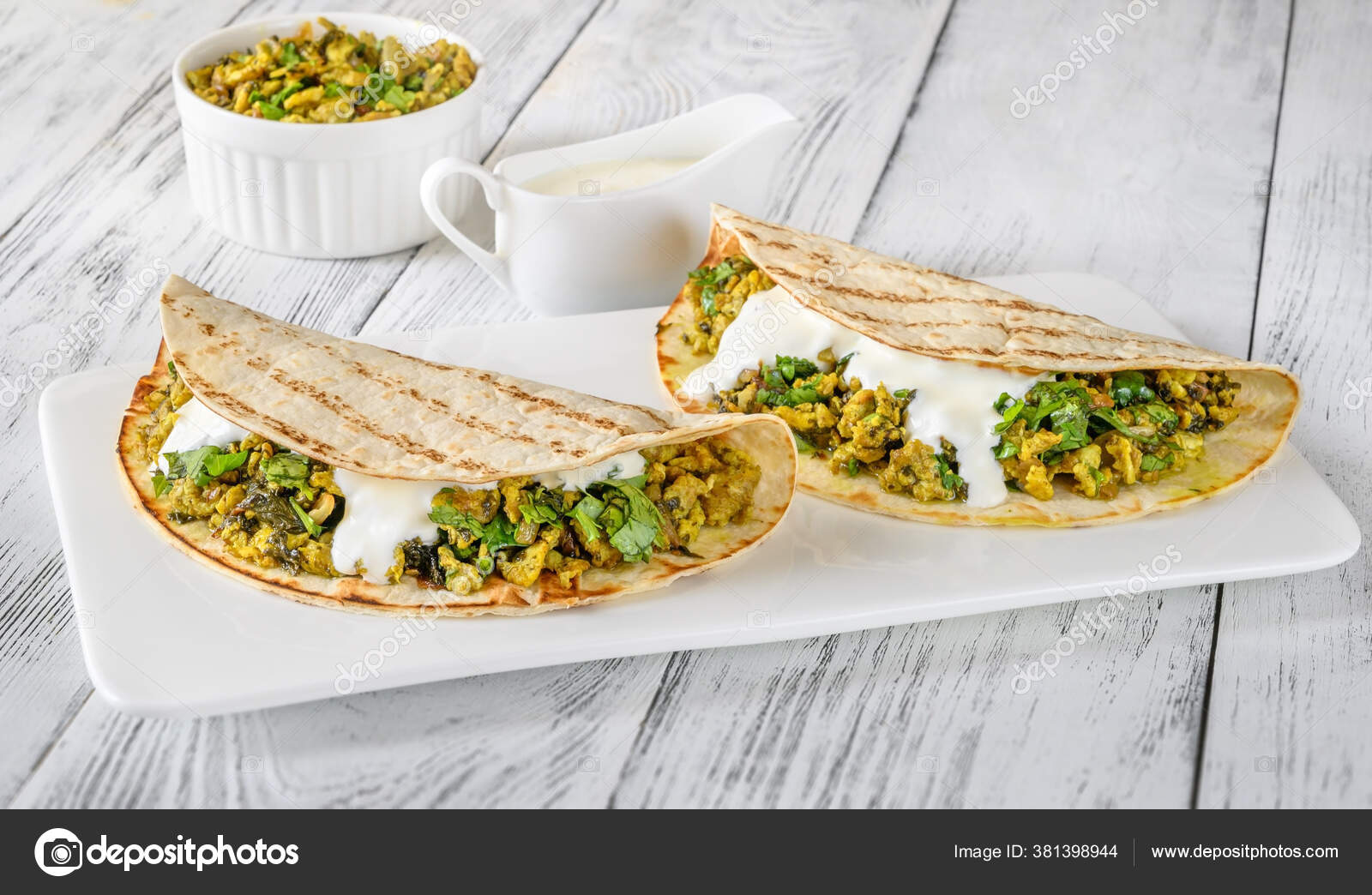 Indian Spicy Egg Spinach Wraps Stock Photo by ©alex9500 381398944