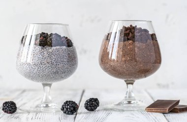 Çikolata ve hindistan cevizi sütlü chia tohumu pudingi.