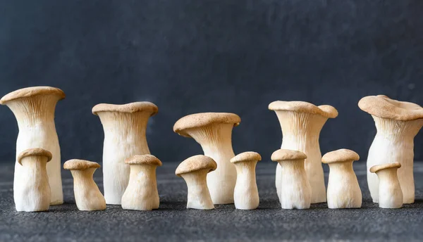 Raw King Oyster Mushrooms Dark Background — Stock Photo, Image