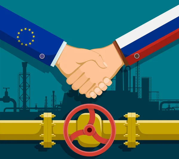 Gasoduto Com Válvula Negócios Industriais Entre Rússia União Europeia Aperto —  Vetores de Stock