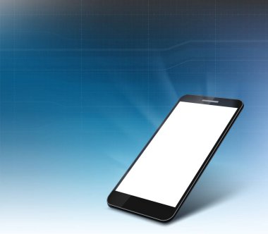 Beyaz ekran ile smartphone aygıt. Teknolojik iletişim altyapı. Hisse senedi vektör çizim.