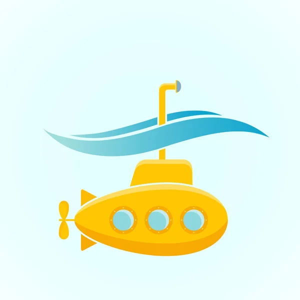 Yellow Submarine Periscope Underwater Icon Vector Illustration — Stock Vector