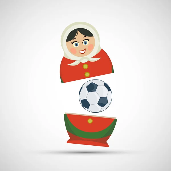 Ryska Matryoshka Med Fotboll Traditionell Häckande Dockan Symbol Fotbollsturneringar Vektorillustration — Stock vektor
