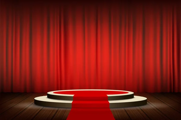 Red Carpet Podium Steps Velvet Curtain Stage Stock Vector Illustration — Stock Vector