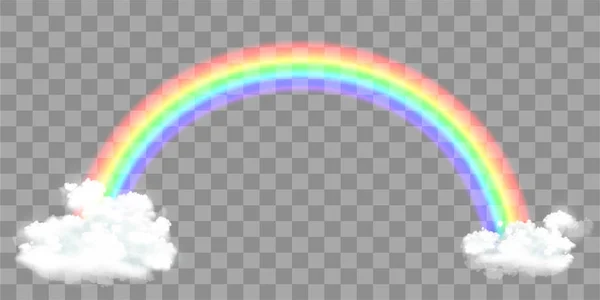 Regenboog Met Wolken Geïsoleerd Een Transparante Achtergrond Voorraad Vector Illustratie — Stockvector