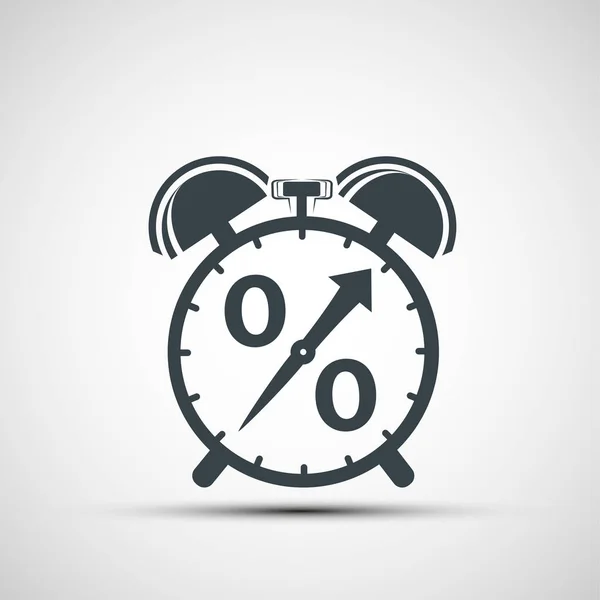 Relógio Alarme Com Sinal Percentual Logotipo Empréstimo Monetário Bolsa Valores — Vetor de Stock