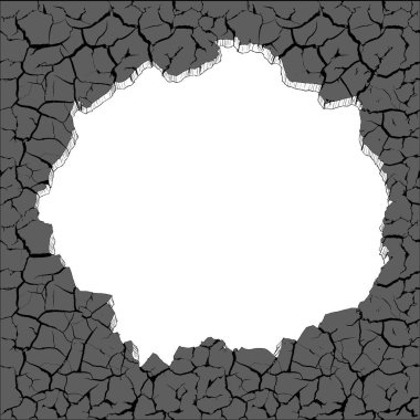 Çatlak ve bir delik ile duvar. Hisse senedi vektör arka plan.