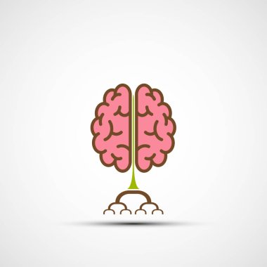 Simge insan beyninin bir ağaç kökleri gibi. Logo yaratıcı fikirler ve eğitim. Hisse senedi vektör çizim.