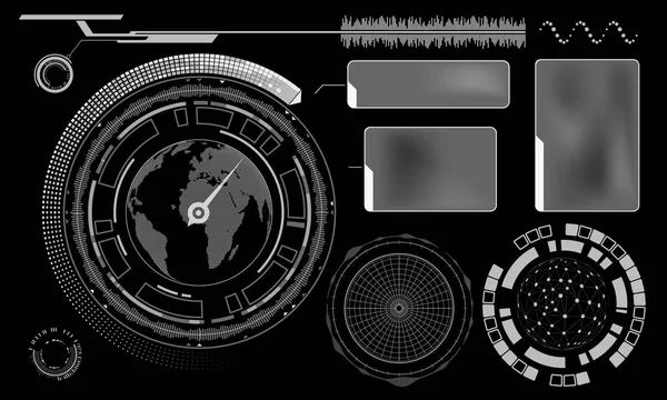 Tervező Hud Menü Felhasználói Felület Futurisztikus Irányítópult Elszigetelt Fekete Háttér — Stock Vector