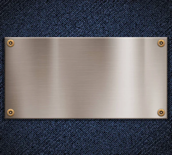 金属板とブルーのデニム生地の背景 株式ベクトル図 — ストックベクタ