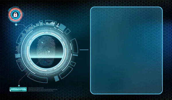 Futuristic Device Transparent Screen User Interface Fingerprint Scanning Technology Communication — Stock Vector