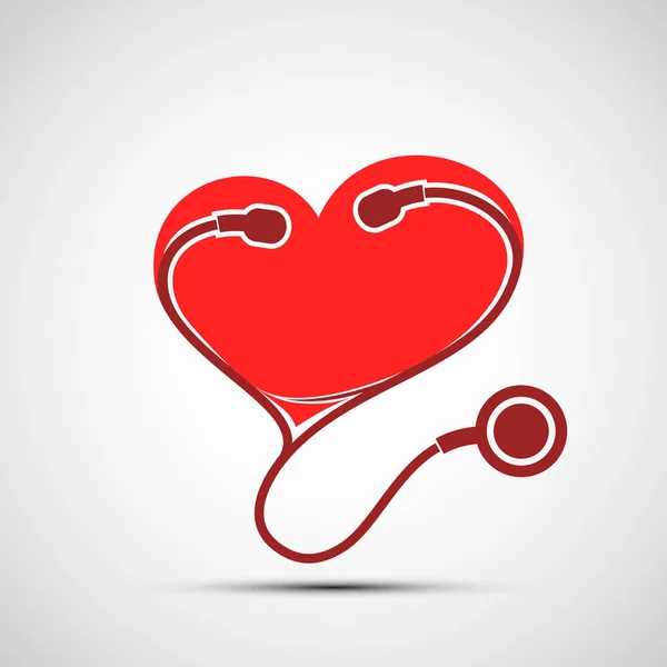 Icône Stéthoscope Médical Coeur Humain Rouge Logo Santé Médecine Illustration — Image vectorielle