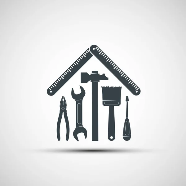 Логотип Строит Ручные Инструменты Дом Reair Icon Векторная Иллюстрация — стоковый вектор