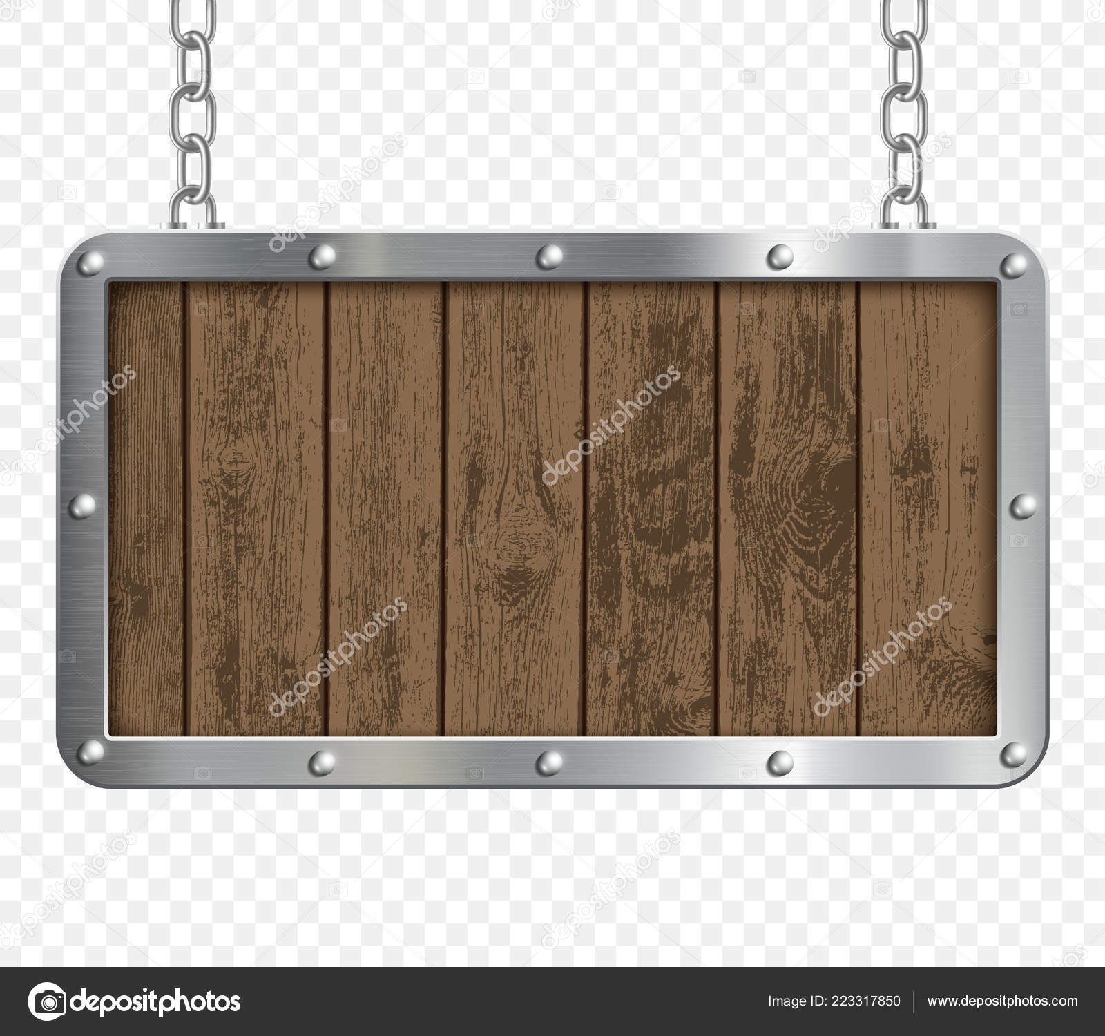 Retro Signboard Made Metal Wood Hanging Chain Transparent