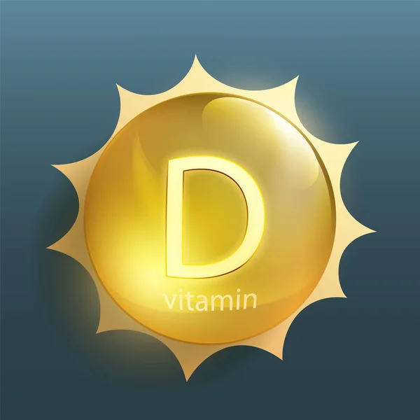 Pil Vitamin Dengan Sinar Matahari Pada Latar Belakang Polos - Stok Vektor