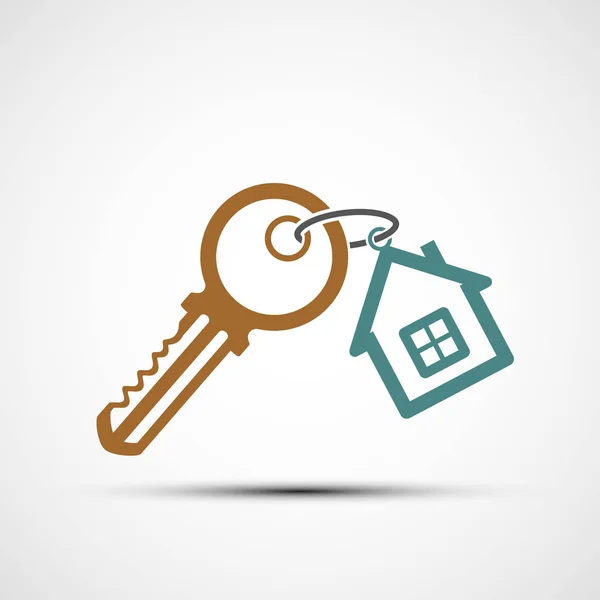 Icon Key Keychain House Logo Real Estate Vector Illustration — Stock Vector