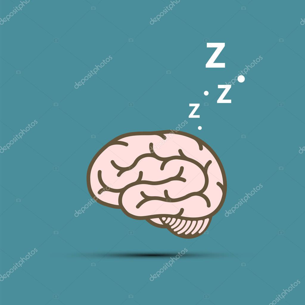 Snoring human brain. Vector illustration in flat graphics style