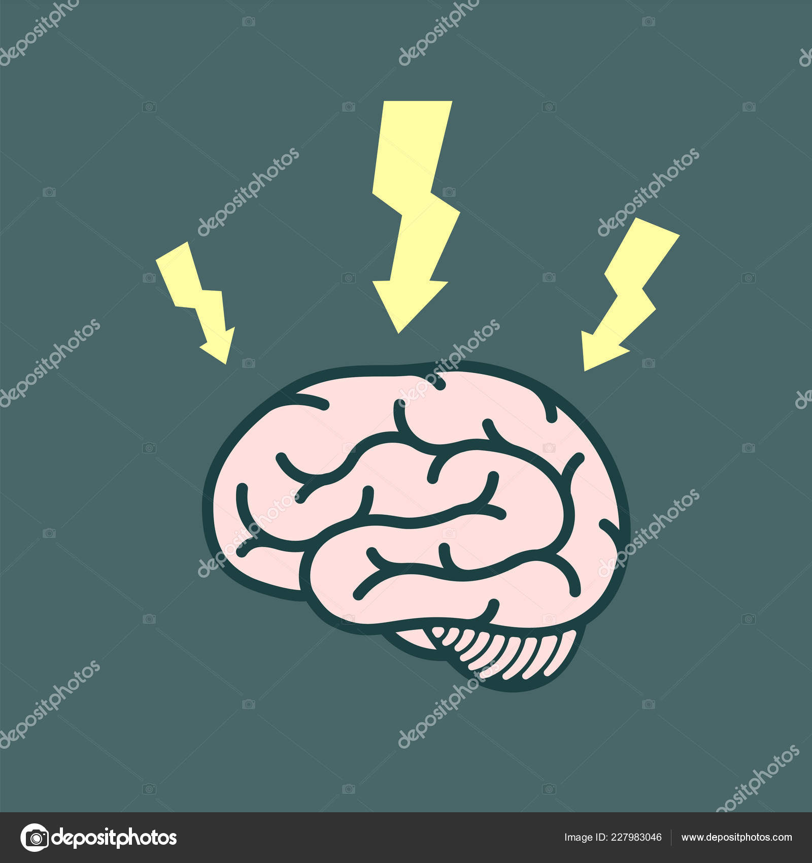 Image vectorielle Icône Décharges Électriques Autour Cerveau ...