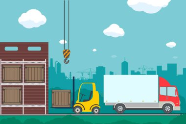 Taşıma kutuları ve ambar, kargo teslim kavramı kapsayıcılardan kamyon 