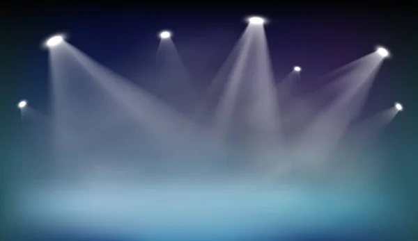 Projecteurs Éclairant Fond Sombre Scène Vide Avec Lumières Pour Présentation — Image vectorielle