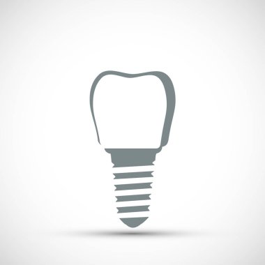 Logo diş implantı. Beyaz arka plan üzerinde izole. Vektör simge tasarlamak.