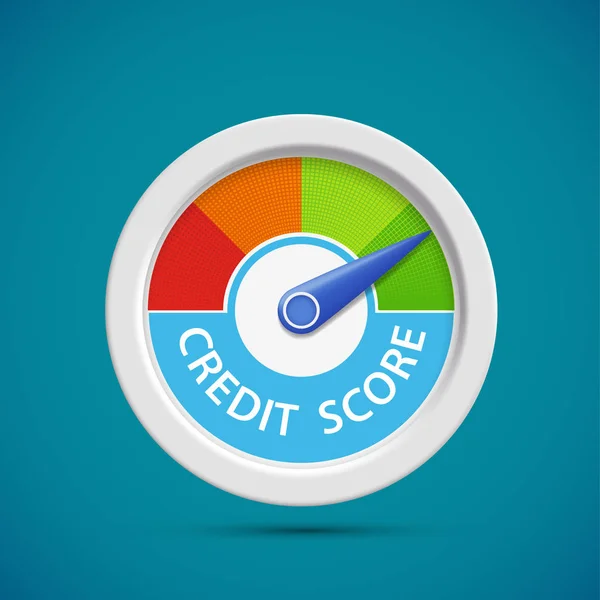 Credit Score Beoordelingsschaal Met Pijl Pictogram Gauge Met Een Pointer — Stockvector