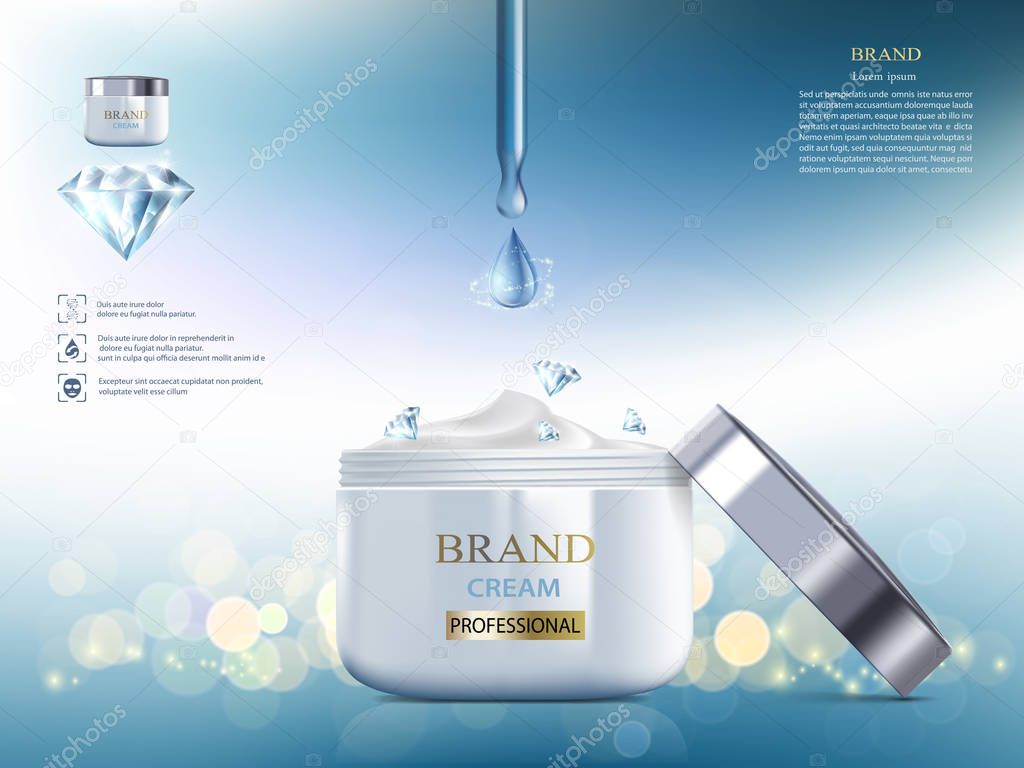 Cosmetic cream with diamond. Packaging brand design.