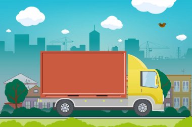 Taşıma servisi. Kargo teslimatı. Konteynerli kamyon