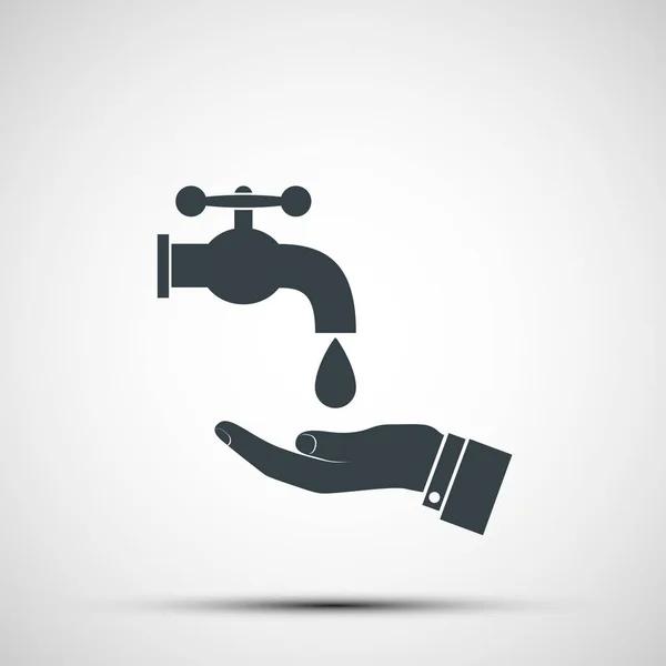 Tvätta händerna under kranen med vatten. Hygien ikon. — Stock vektor