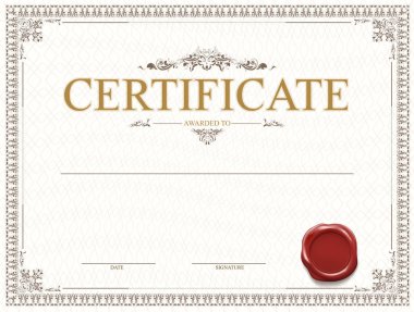Mühür ve filigranlı sertifika veya diploma şablonu tasarımı
