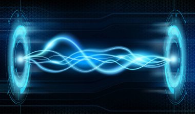 Fütüristik Hud arka planda elektriksel deşarj veya plazma arkı.