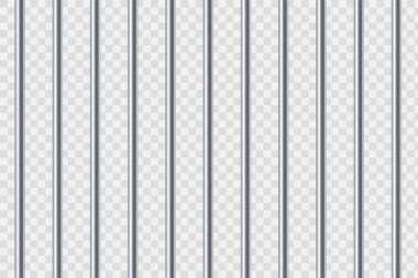 Çelik hapishane parmaklıkları. Saydam bir arka plan üzerinde yalıtılmış