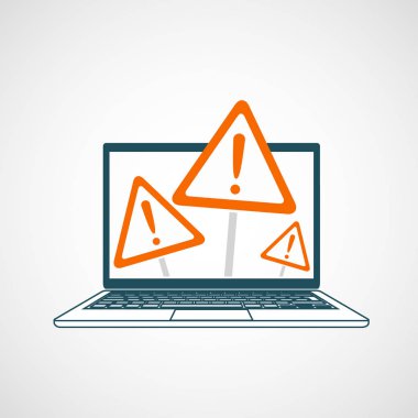 İşaret hatası olan dizüstü ekran. Yapım aşamasındaki sembol