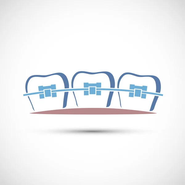 Ikona ludzkie zęby z metalowymi szelkami dentystycznym — Wektor stockowy