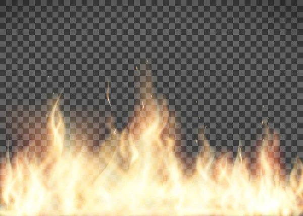 Flammentextur. Feuer isoliert auf transparentem Hintergrund. — Stockvektor