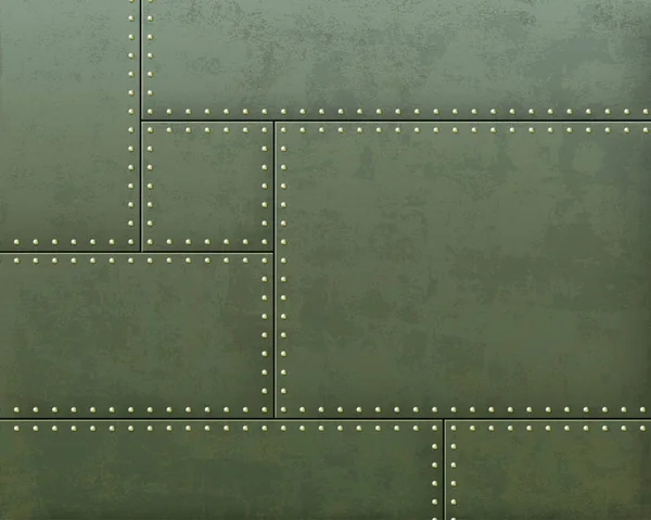 Зеленые металлические текстурированные листы со стальными заклепками — стоковый вектор