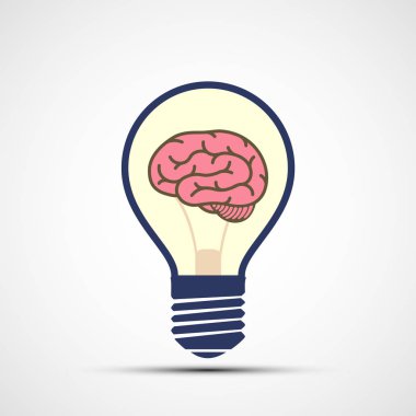İçinde insan beyni olan simge ampul.