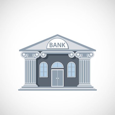 Banka binasının dış cephesi. Beyaz arka planda yalıtılmış simge
